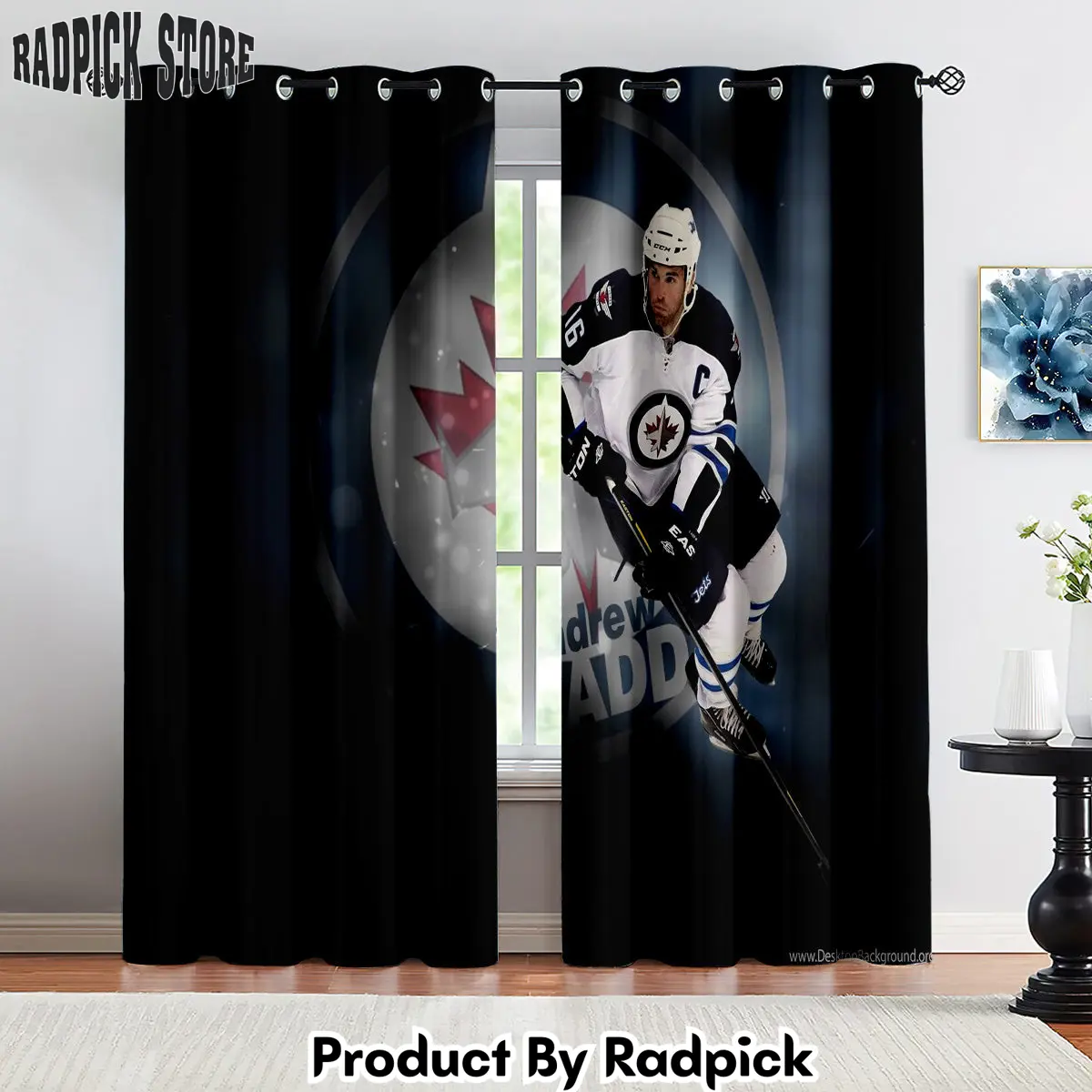 Radpick winnipeg jets hockey league curtains drapes for window treatment set 1 rp85236